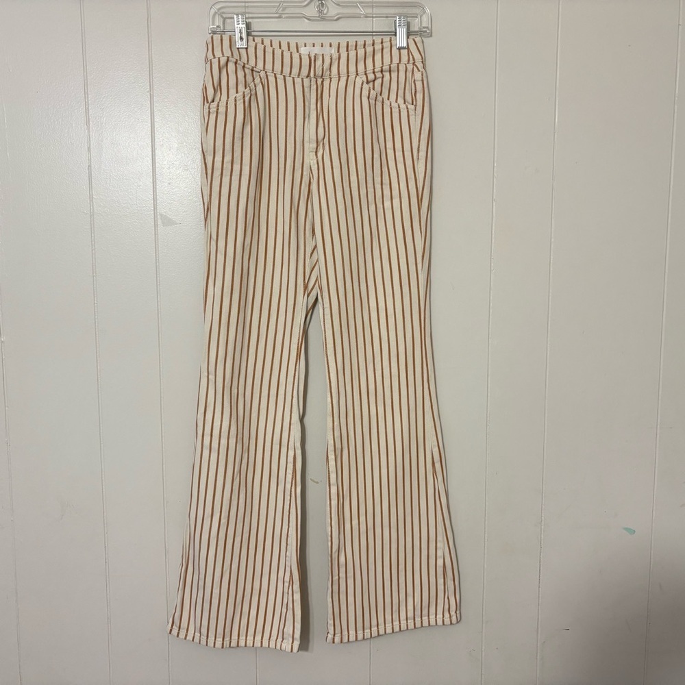 Anthropologie Kellie Striped Wide Leg Flare Jeans Women’s Retro Pants Size 25 - Picture 3 of 11